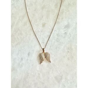 Angel Wings bleu sage Sterling Silver 14K Gold Plated necklace